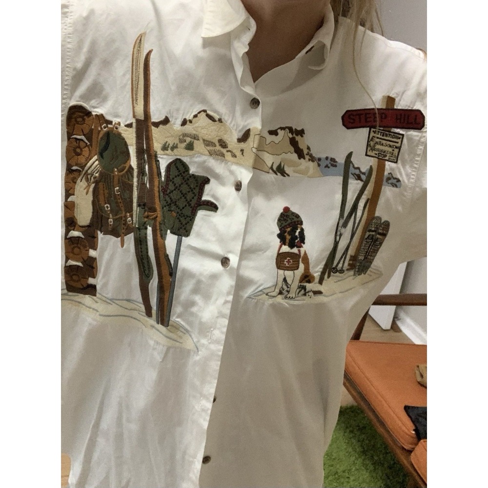 Cambridge Dry Goods Embroidered White Blouse Sz 8